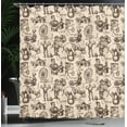 thumbnail image 4 of Ambesonne Circus Shower Curtain, Sketch Fun Clown Magician, 69"Wx84"L, Beige Dark Brown, 4 of 5