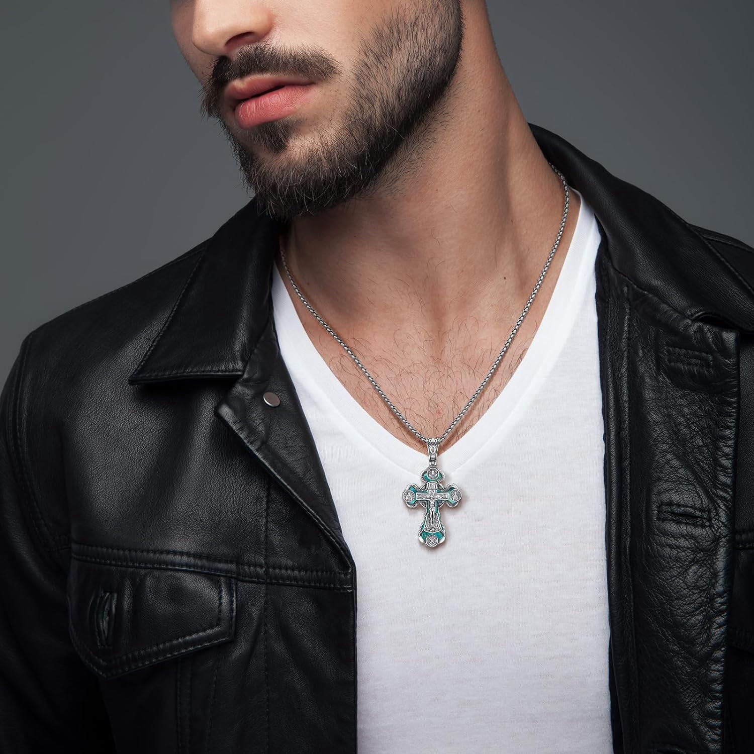 アクセサリー deal design discovery cross medium NUNCAD Orthodox Cross Necklace Double Sided 925 Sterling Silver