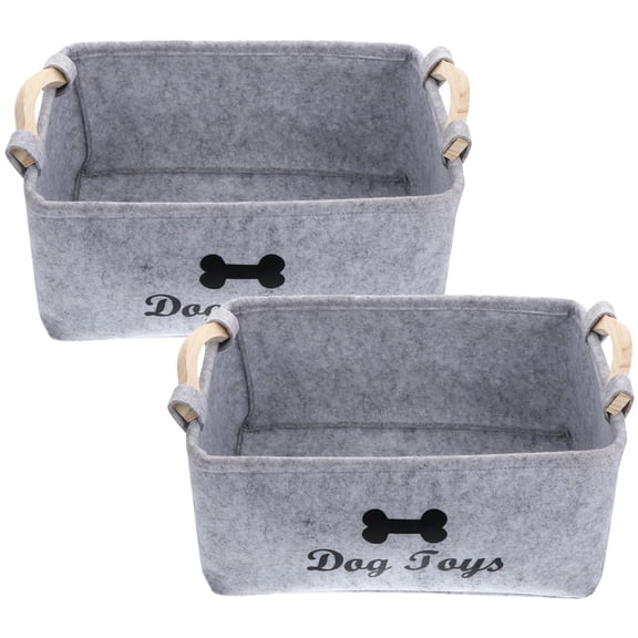 LEORX Storage Toy Box Chest Grey Felt 2Pcs
