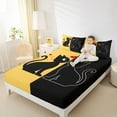 thumbnail image 4 of jejeloiu Cute Cartoon Cat Full Size Sheets,Kawaii Kitten Loves Bed Sheets,Yellow Black Sheet Sets For Girls Kids,Breathable Home Decor,4 Pieces, 4 of 7