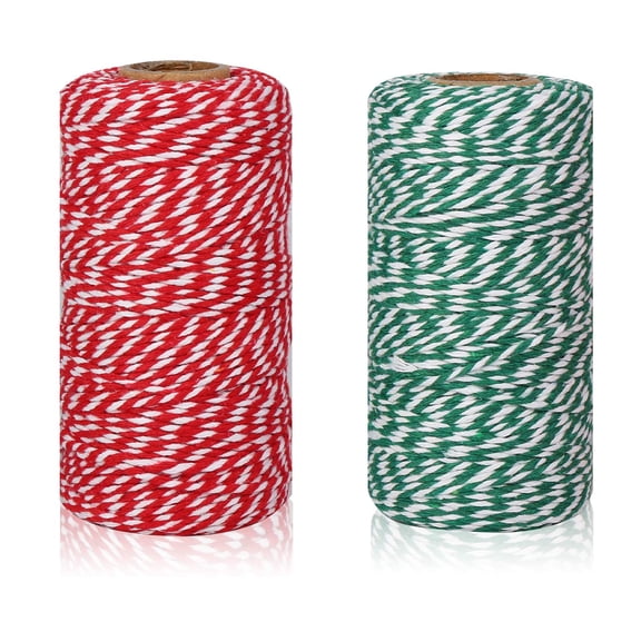 2 Rolls Bakers Candy Rope Ribbon Twine 2 mm Cotton Rope Cord String for Gift Wrapping Arts Crafts (2mm x 656 Feet)