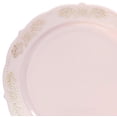 thumbnail image 3 of " OCCASIONS " 120 Plates Pack,(60 Guests) Vintage Wedding Party Disposable Plastic Plates Set -60x10.25'' Dinner+ 60x7.5'' Salad/Dessert Plate (Portofino Light Pink / Blush & Gold), 3 of 8