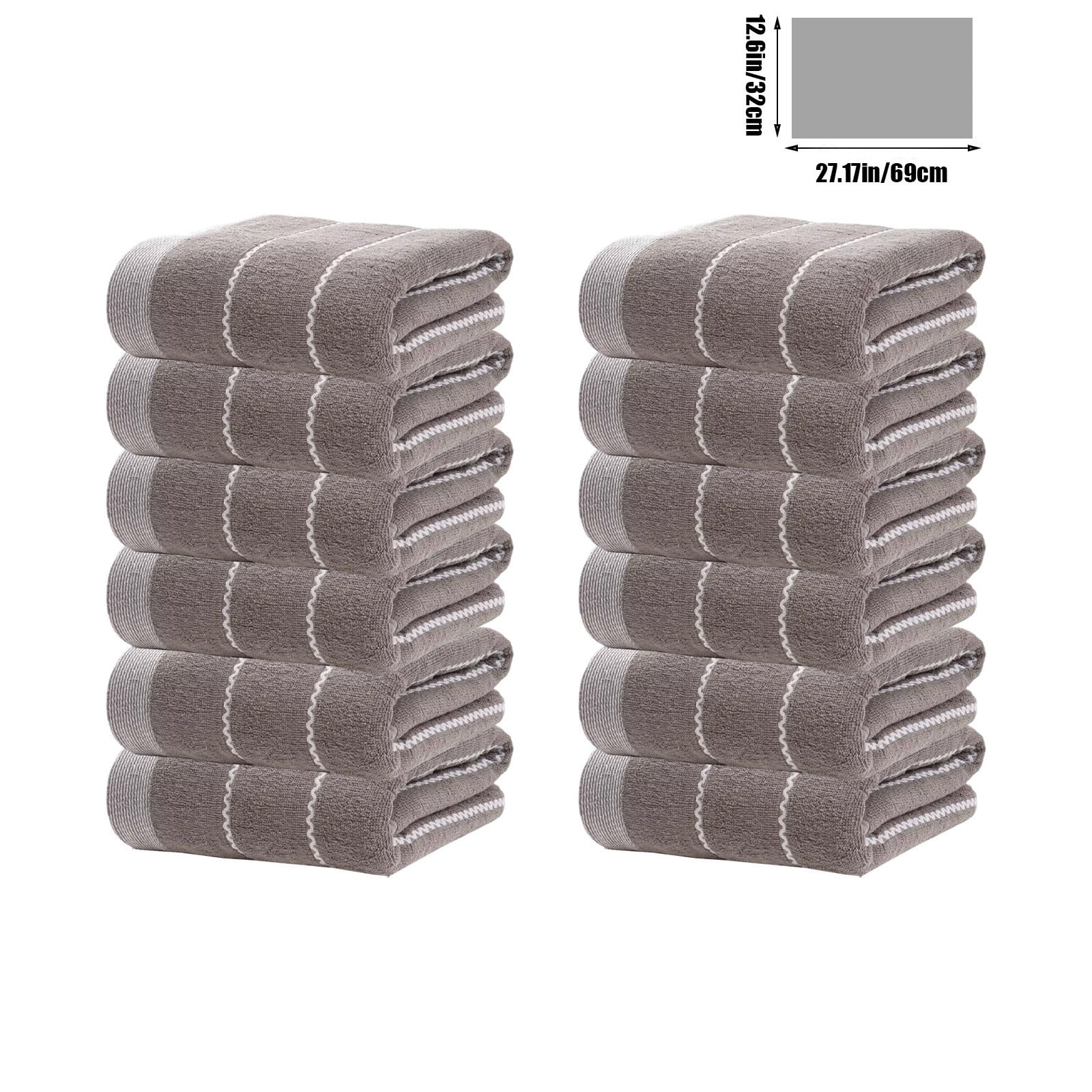 Yhmxh 12 Pcs Cotton Hand Towel 12.6"x 27.2", Large Natural 390 GSM Decorative Hand Towel for Bathroom, Super Absorbent Kitchen Hand Towels, Lightweight Soft Tea Towel for Home Kitchen, Bathroom
