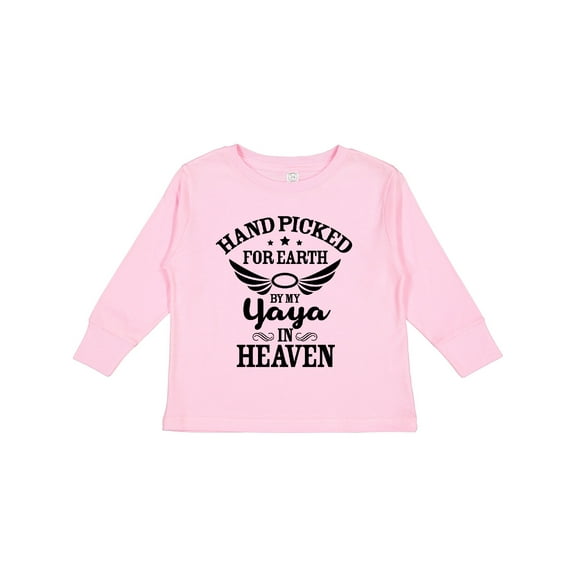 Inktastic Handpicked for Earth By My Yaya in Heaven with Angel Wings Boys or Girls Long Sleeve Toddler T-Shirt