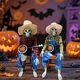 thumbnail image 3 of Dueling Banjo Skeletons, Funny Animated Dueling Banjo Halloween Skeletons, Country Skeleton Musicians with Light up Eyes for Haunted House Party Indoor Home Decor, 3 of 3