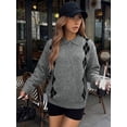 thumbnail image 2 of Women’s Argyle Diamond Polo Collar Sweater,Long Sleeve Button Down Preppy Knit Pullover, 2 of 11