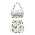 thumbnail image 4 of Suhoaziia Women Bikinis Tow Piece Set Strawberry Mushroom String Sexy Bathing Suit Fashion Sporty Ladies Swimsuits Size S,Halter Ruched High Waist Bikini for Teenage Girls, 4 of 6
