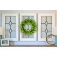 thumbnail image 2 of Coolmade Artificial Green Leaves Wreath - 16" Artificial Boxwood Wreath for Front Door Wall Window Party Décor, Indoor/Outdoor Use, 2 of 7