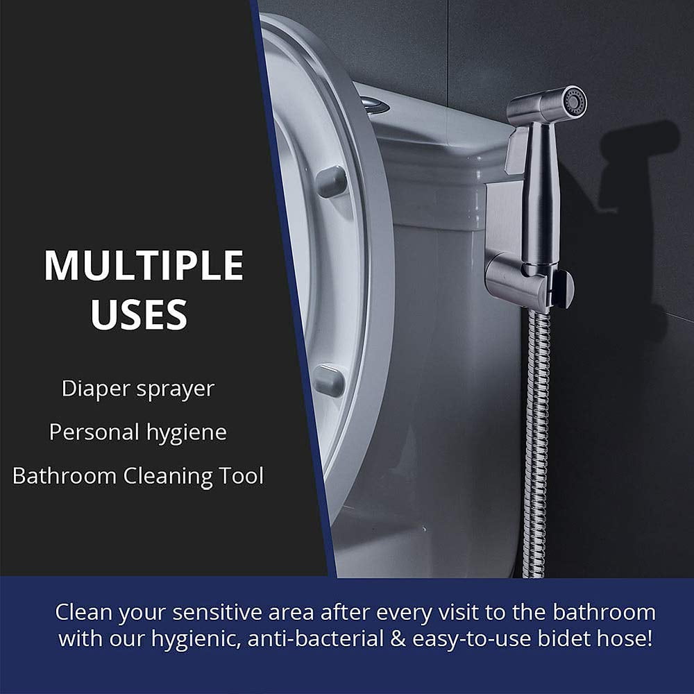 Garosa Stainless Steel Handheld Bidet Sprayer for Toilet,Bathroom Water Spray Head Set,Silver