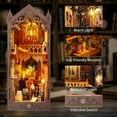 thumbnail image 4 of DIY Book Nook Kit, Boriyuan DIY Miniature House Dollhouse Kit, 3D Wooden Puzzle Bookend Bookshelf Insert Decor with LED Light for Teens and Adults, 4 of 9