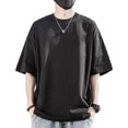 thumbnail image 4 of Camiseta de hombre media manga diseño de estampado único Casual estilo suelto Tops de moda para verano, 4 of 8