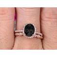 thumbnail image 5 of 2.50 Carat Black Diamond Moissanite Wedding Set Engagement Ring Oval Shaped Art Deco Bridal Ring On 10k Rose Gold, 5 of 6