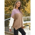 thumbnail image 5 of Women's Crewneck Batwing Long Sleeve Sweaters Fall Oversized Ribbed Knit Side Slit Pullover Tops, 5 of 7