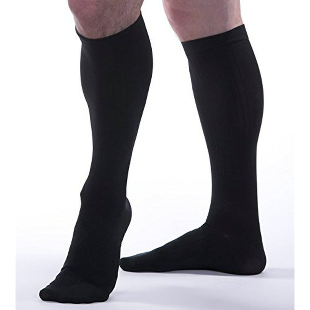 Allegro Men’s 8-15 mmHg Essential 122 Ribbed Support Socks (Black ...