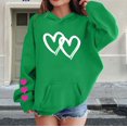 thumbnail image 2 of CPNG Girls Hoodies Tops Double Heart Print Long Sleeve Hooded Sweatshirts with Front Pocket Kids Loose Fit Daily Pullover Sweatshirt, 2 of 5