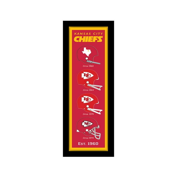 Kansas City Chiefs 12" x 36" Helmet Heritage Framed Banner