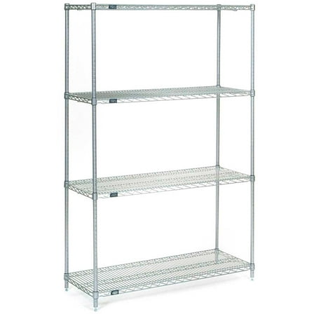 Nexel Stainless Steel, 5 Tier, Wire Shelving Starter Unit, 24"W x 21"D x 86"H
