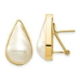 thumbnail image 4 of 14K Yellow Gold 12X20 White Pear Freshwater Cultured Mabe Pearl Omega Back Earrings, 4 of 7