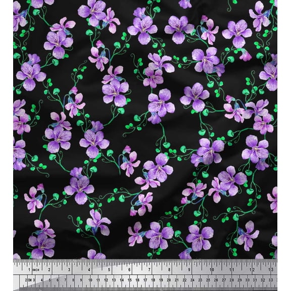 Soimoi Cotton Duck Fabric Leaves & Flower Fabric Prints by Yard 42 Inch Wide