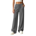 thumbnail image 2 of Dxzfnsa Women's Wide Leg Sweatpants Casual Solid Color Straight Leg Sweat Pants Womens Soft Drawstring Elastic Pants with Pockets, 2 of 6