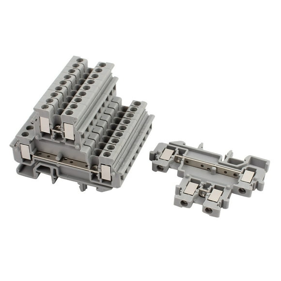 Unique Bargains 10Pcs MBKKB2.5 DIN Rail Mount Double-level Terminal Block 500V 2.5mm2 Cable Gray
