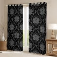 thumbnail image 2 of Feelyou Rose Floral Blackout Curtains Set of 2 (52x84 Each), Black Damask Window Curtains, 2 of 6