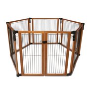 Cardinal Gates Pet Gate - Dog Playpen Indoor - Pet/Puppy Exercise Pen Great for Containment - 5 Fixed Panels and One 2-Part Panel with a Latch - Highly Configurable - USA Based