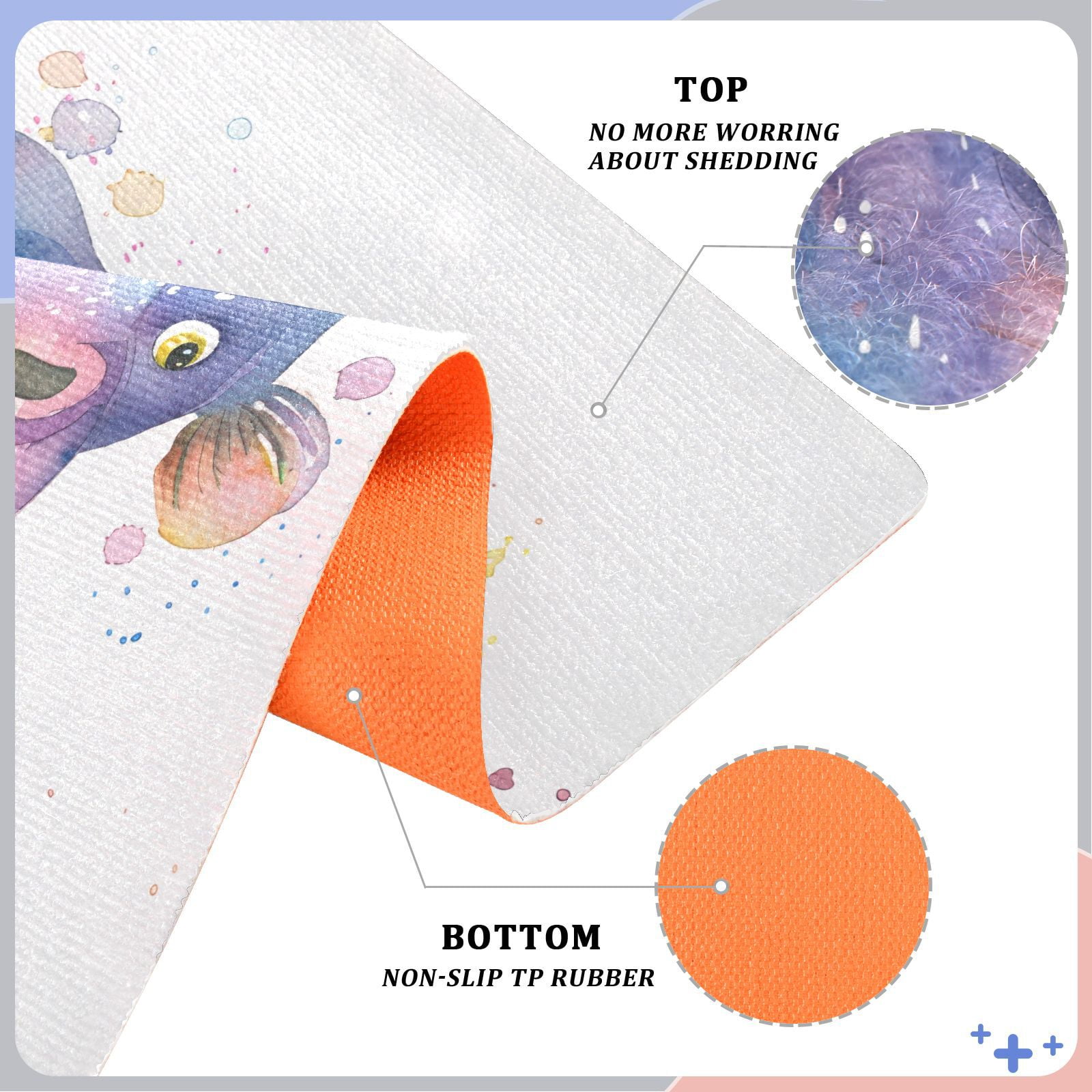 JSTEL Watercolor Hippo Hippopotamus Front Door Mat Outside Entrance 32x20 Inch Doormat for Outdoor Indoor Washable Non Slip Floor Mats