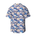 thumbnail image 5 of Salouo white Skull blue daisy Pattern Cuban Collar Shirts for Men Button-Down Shirt Men's Short Sleeve Shirts Hawaiian Shirts Casual Shirts -Large, 5 of 6