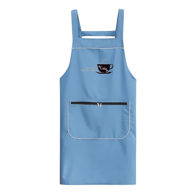 Delantal azul con estampado de café para hombre y mujer