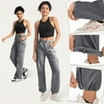 thumbnail image 6 of RYRJJ Cargo Pants for Women High Waisted Casual Parachute Pants Baggy Stretchy Wide Leg Y2K Streetwear Trousers with Multi Pockets(Gray,L), 6 of 7