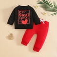 thumbnail image 2 of Gerichy Toddler Baby Boys Fall Outfits for Valentines Day 3 6 12 18 24 Months 2T 3T Letter Heart Print Long Sleeve Sweatshirts Long Pants 2Pcs Clothes Set, 2 of 7