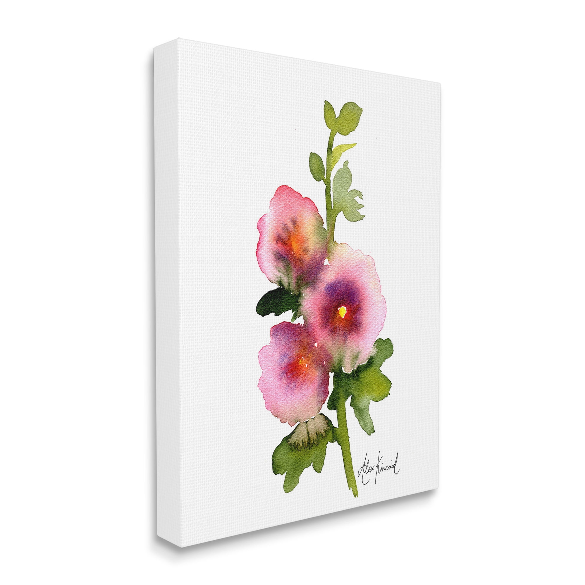 Stupell Industries Pink Watercolor Flowers Botanical & Floral Painting Gallery Wrapped Canvas Art Print Wall Art, 30 x 40