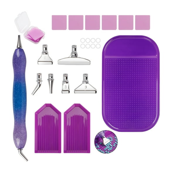 18 Pcs Kits de Stylos pour Peintures au Diamant, AIFUDA Stylos pour Art au Diamant Accessoires 5D pour Peintures au Diamant Outils pour Bricolage avec 8 Pcs Joints Toriques à Pointe pour Adultes, Enfants