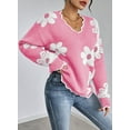 thumbnail image 3 of Pink Queen 2026 Women's OversizedSweaters V Neck Fuzzy Loose Long Sleeve Pullover Jumper Tops S-XL, 3 of 8