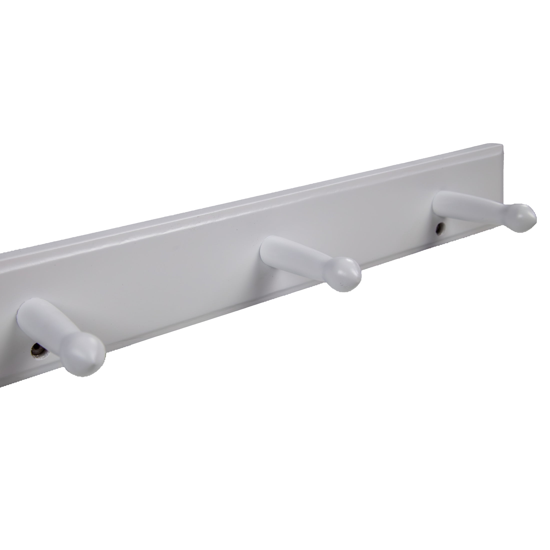 White Wood Dalton Triple Robe Hook, Bathroom, Closet, and Entryway Wall Mount