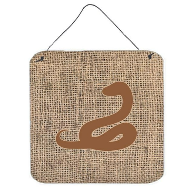 Snake Burlap And Brown Aluminium Metal Wall Or Door Hanging Prints - 6 x 6 In.