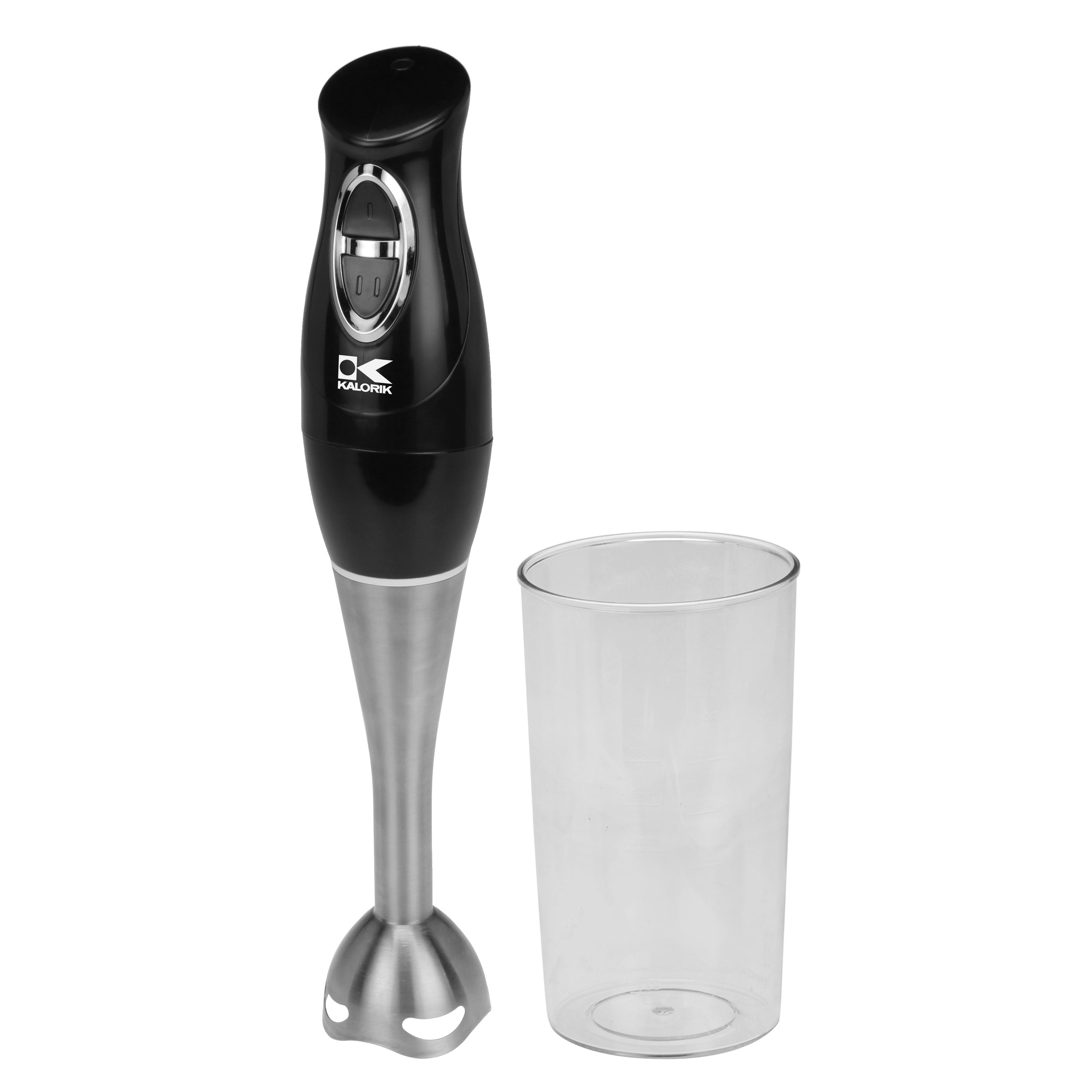 Kalorik Black and Stainless Steel Hand Blender with Mixing Cup