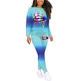 thumbnail image 4 of Genuiskids Women Sports Tracksuit Long Sleeve Tops Pants Lips Print Tie Dye Outfit Running Yoga Bodycon Jogger 2pcs Homewear Clothes Set, 4 of 5