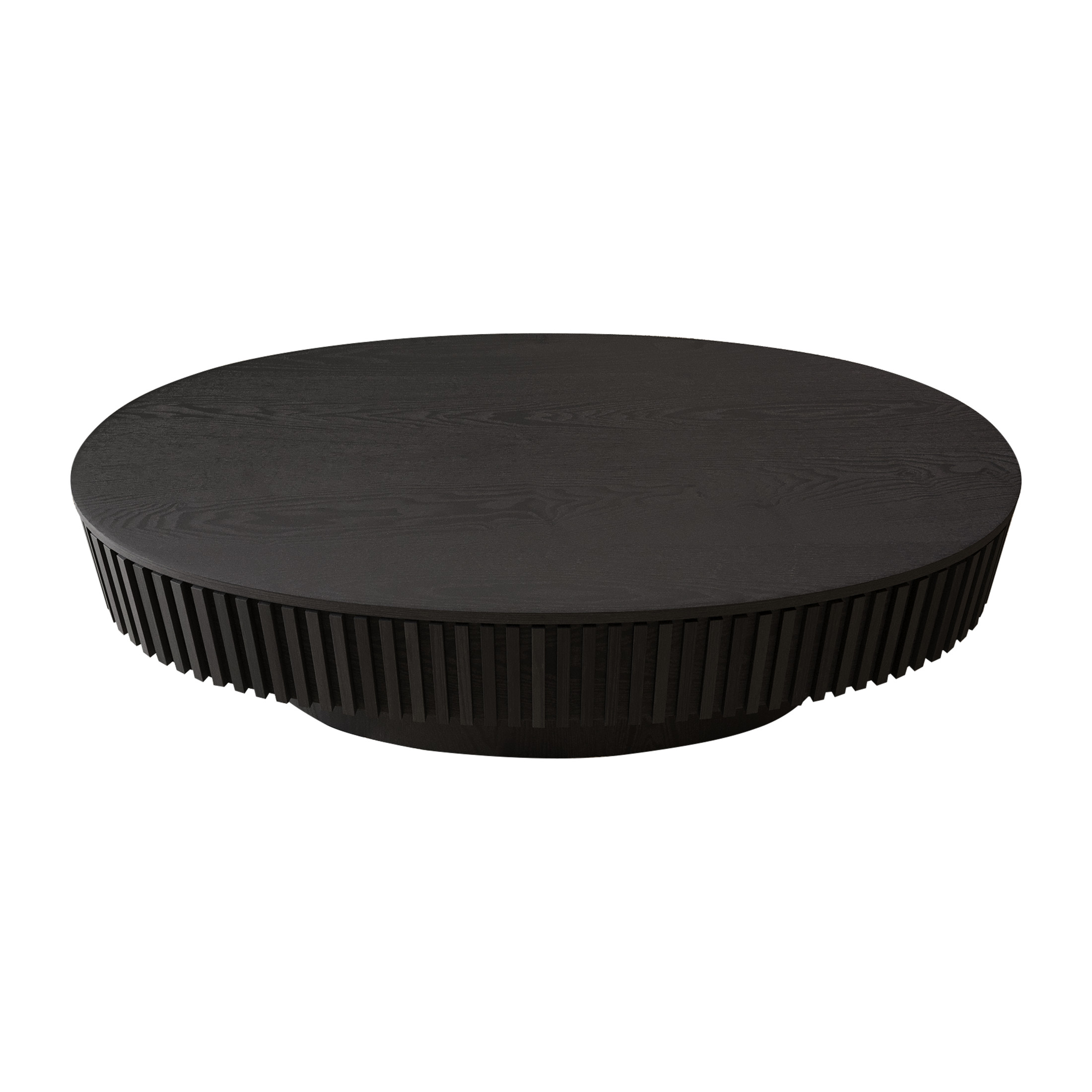 Noble House Leigh 47" Oval Coffee Table with Hidden Storage, Solid Wood Veneer Fluted Accent Tea Table, Black
