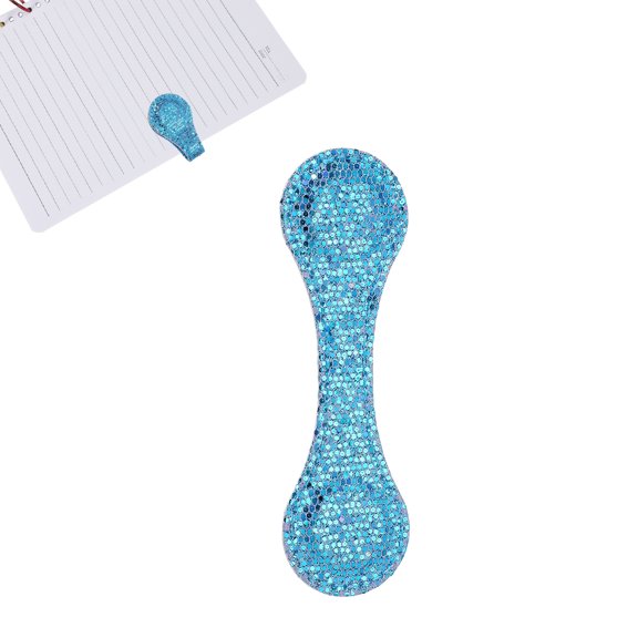 Marcador Magnético de Cuero Clip de Libro de Doble Cara Regalo para Amantes de los Libros (Azul con Lentejuelas)