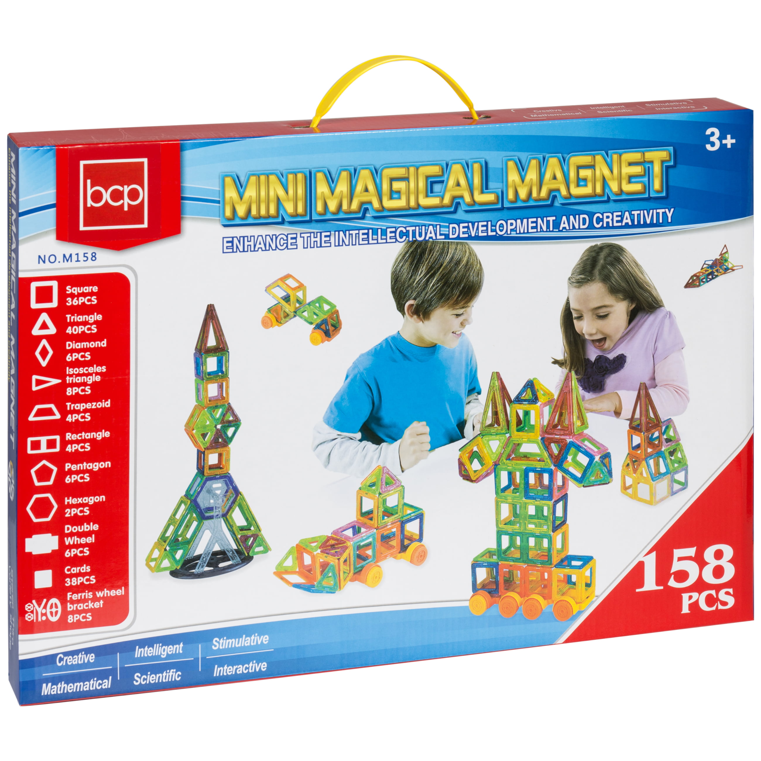 Enjoyable Mathematic toy MAGNETIC BLOCKS 158 Piece Stacking Blocks Set