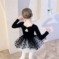 thumbnail image 4 of Gymnastics Leotards for Girls Ballet Dance Dress Long Sleeve Solid Bodysuit Tops Polka Dot Tutu Skirt Set Teen Girl Clothes Black 3-4 Years, 4 of 5