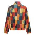 thumbnail image 6 of Jackets for Women Winter Coat Jackets Flannel Stand Collar Jacket(Modern Art Colorful Geometry,Size:S-4XL), 6 of 7