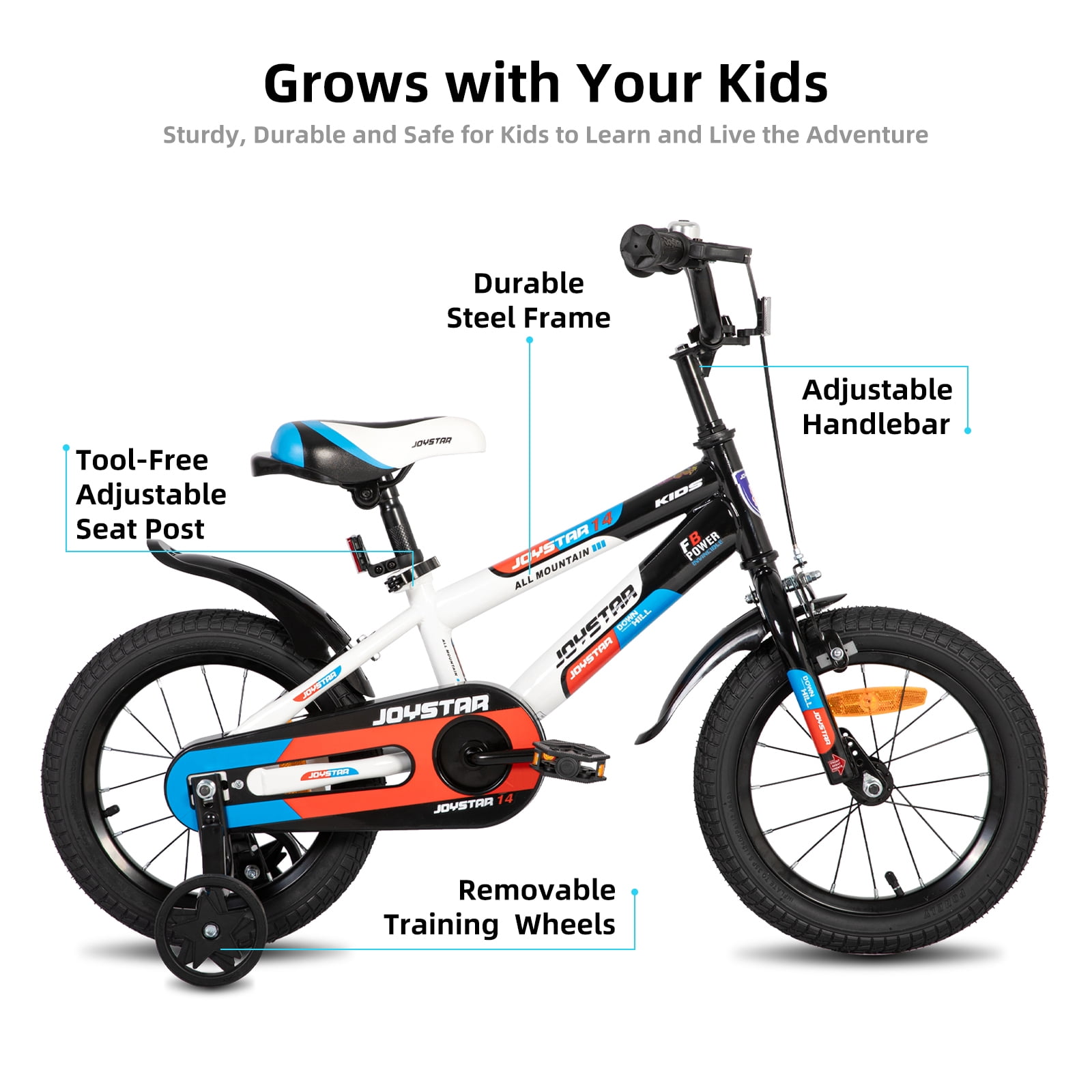 JOYSTAR New Berry Kids Bike, Ages 3-10, 12-20 Inch with Training Wheels, White