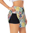 thumbnail image 2 of Bixox Women's Cartoon Flowers pattern 2 in 1 Running Shorts - Lightweight Athletic Workout Gym Yoga Shorts Liner with Pockets - Small, 2 of 7
