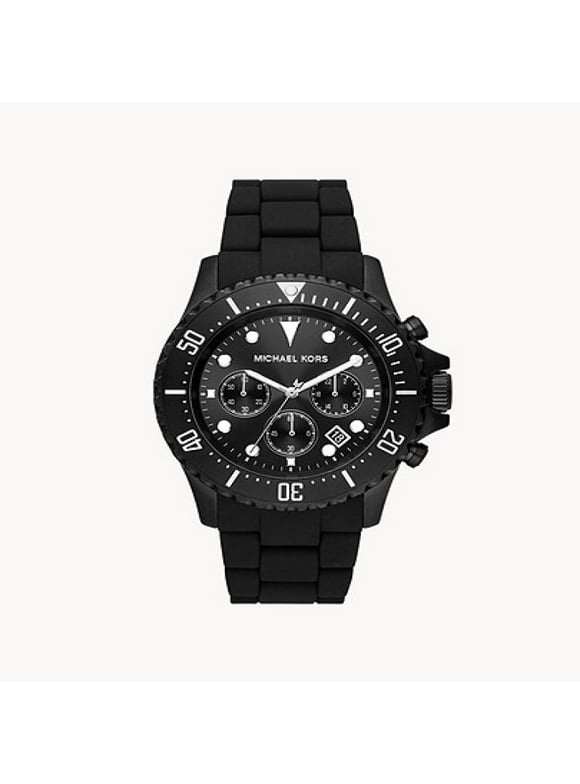 Mens Everest Chronograph Black Stainless Steel and Silicone Watch
