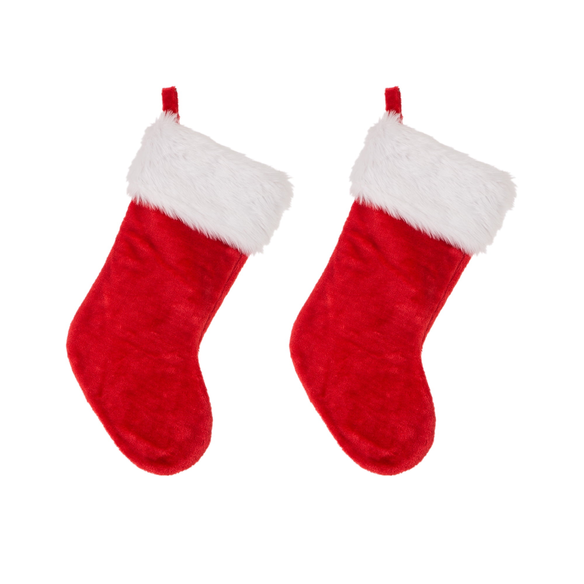 Glitzhome Traditional Red High Quality Plush Santa Christmas Stocking