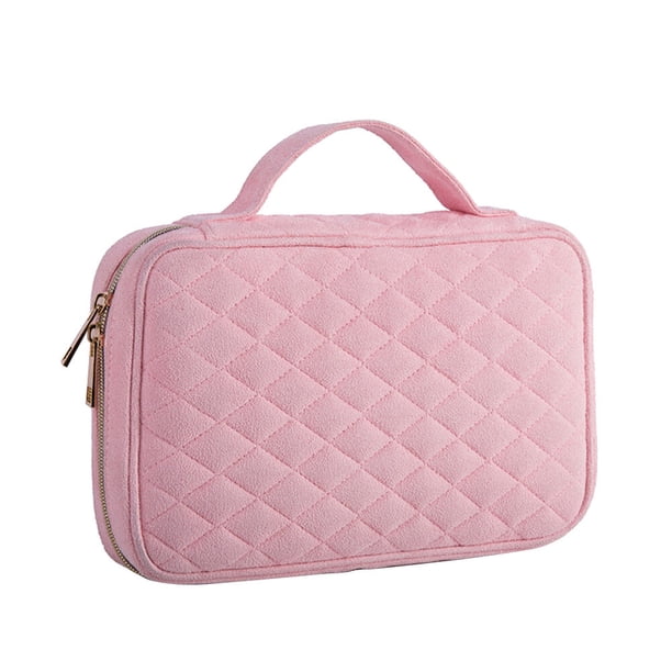 Bolsa de almacenamiento portátil multifunción para joyas, organizador de viaje para anillos y pendientes (rosa)