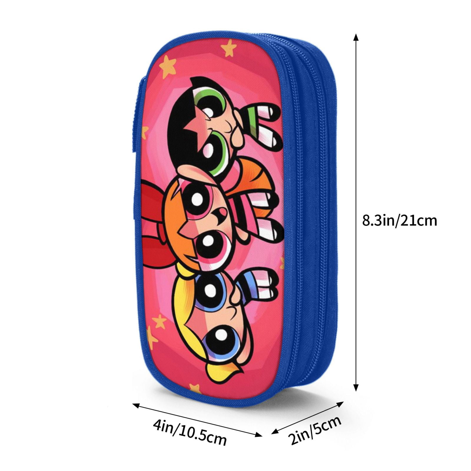 The Powerpuff Gi-rls Pencil Case Large Capacity Pencil Pouch Penbag Office Stationery Organizer Travel Makeup Bag Blue